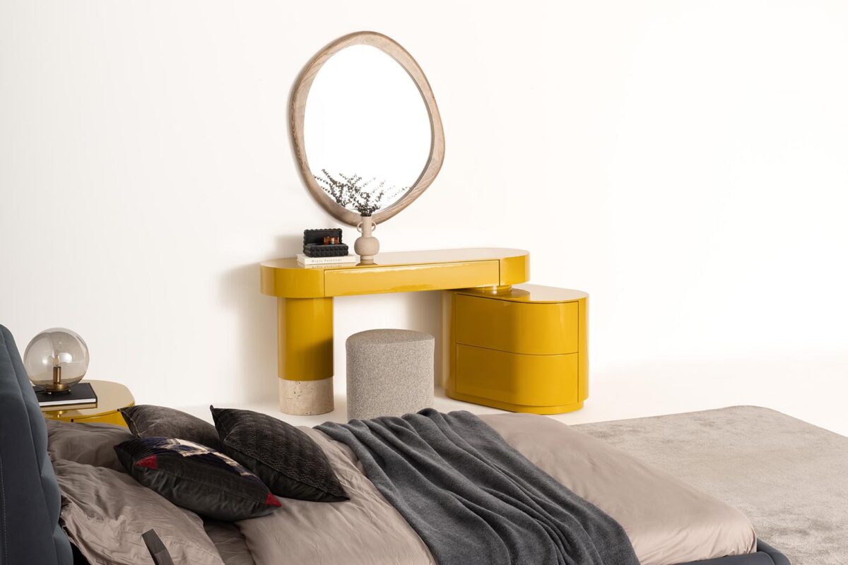 Balkanhome Soleno Lux Konsol Ve Ayna Modern Tasarım, Sarı Renkli Mobilya.