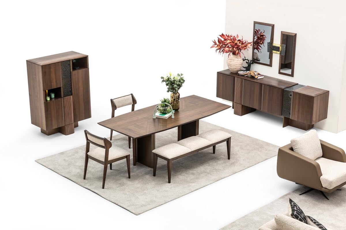 Balkanhome Volenza Konsol Ve Yemek Odası Takımı, Modern Tasarım Ve Şık Ahşap Detaylar.