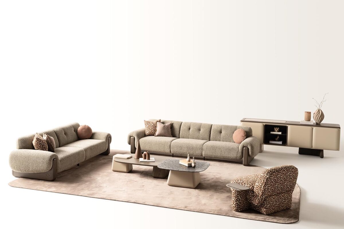 Balkanhome Mobilya Modern Oturma Grubu Ve Şık Dekorasyon Detaylarıyla Şık Salon Tasarımı.