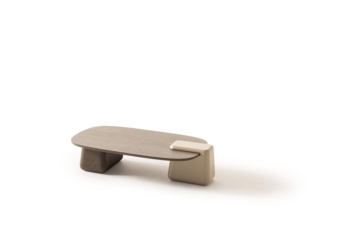 Modern Minimalist Sehpa, Doğal Ahşap Ve Bej Renklerde Tasarım.