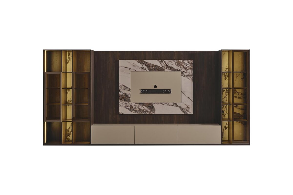 Lora 5 Kapaklı Set 265Cm Ile Modern Tv Ünitesi Ve Kitaplıklar.