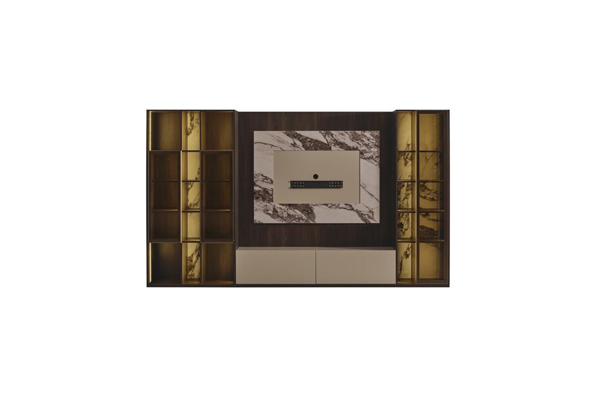 Lora 5 Kapaklı Set 265Cm Modern Tv Ünitesi Ve Kitaplıklar.