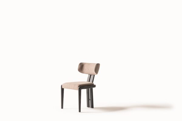 Modern sandalye, nötr renklerde minimalist tasarım.