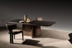 Modern yemek masası ve sandalye seti, şık ve minimalist tasarım.