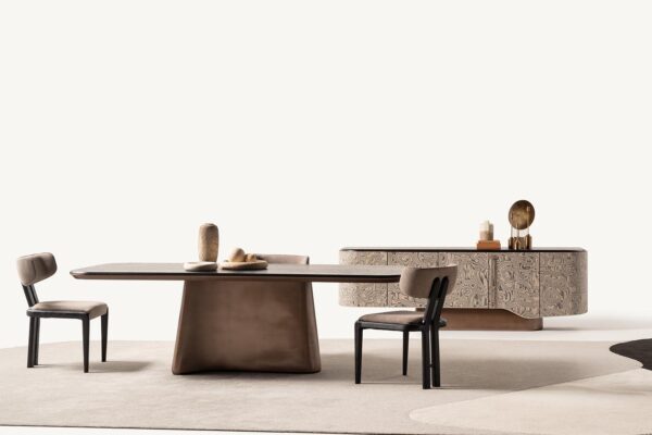 Modern Nua Dörtlü Koltuk ve yemek masası seti, şık ve minimalist tasarım.